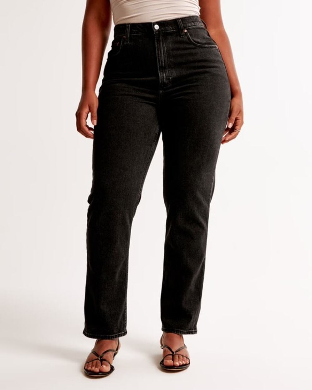 Abercrombie Womens Ankle Straight Ultra High Rise Jeans Size 0 (25) Black Denim